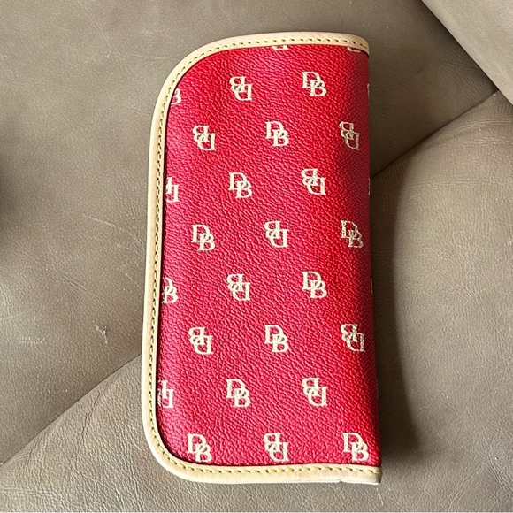 3 piece set!! Dooney & Burke Domed Satchel Beige and red monogramed set! - Picture 12 of 15